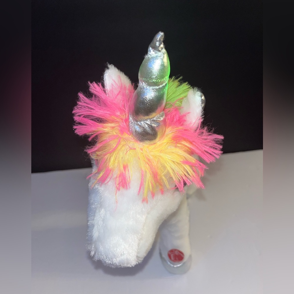 White Plush Unicorn with Rainbow Mane and Silver Hooves - Picture 6 of 7